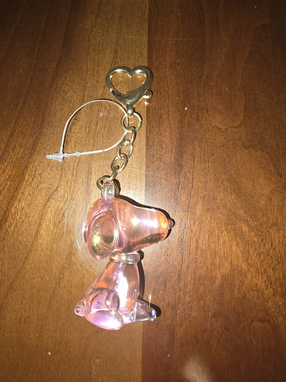 Pink Iridescent Snoopy Dog Keychain Charm / Bag Charm, New without Tags